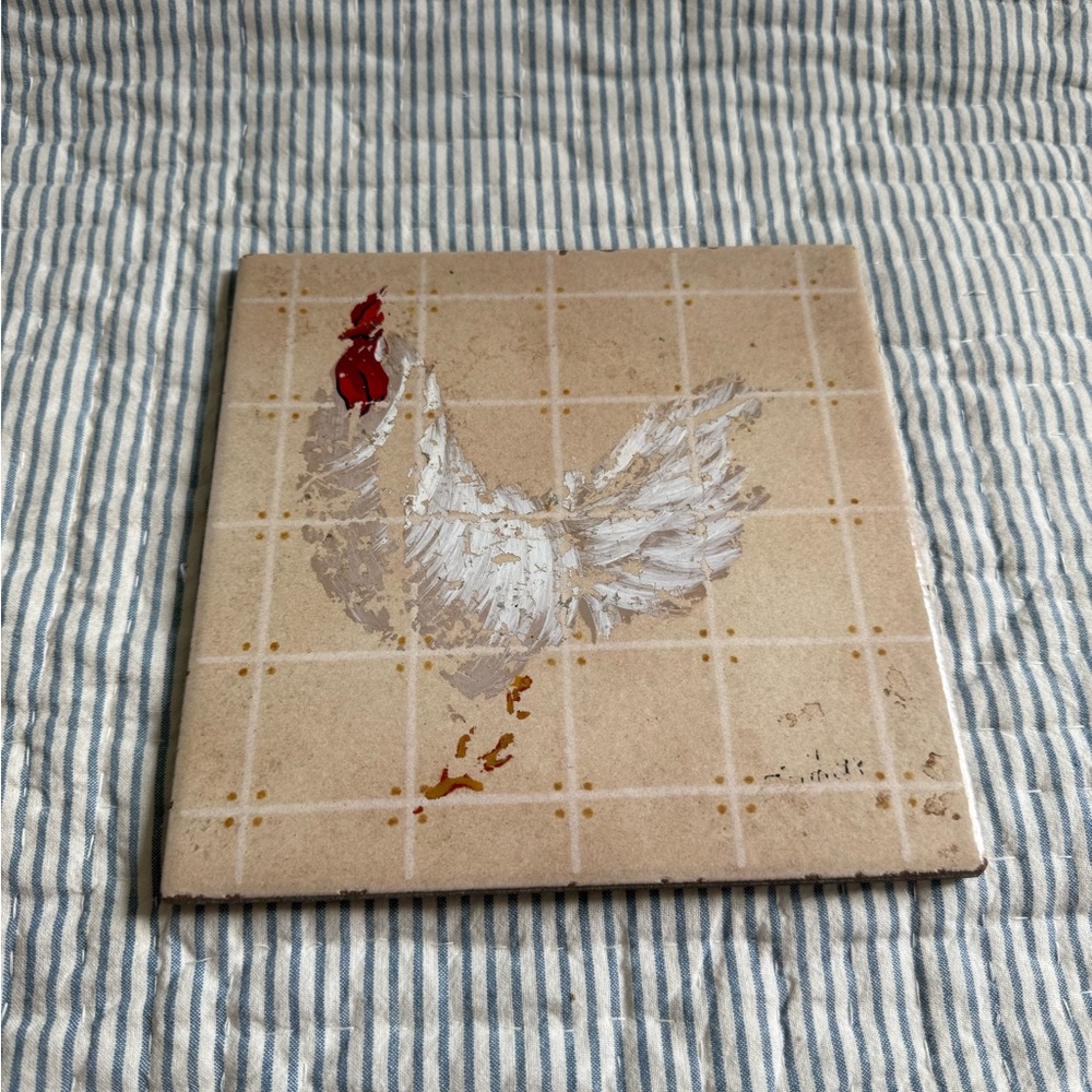 Rustic Rooster Ceramic Tile trivet